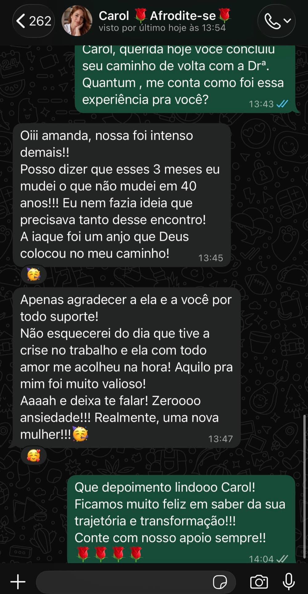 Depoimento de Carol sobre transformação em 3 meses de acompanhamento e fim da ansiedade com a Dra. Quantum