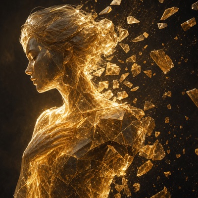 Etapa Fragmentação — silhueta se dividindo em partes luminosas